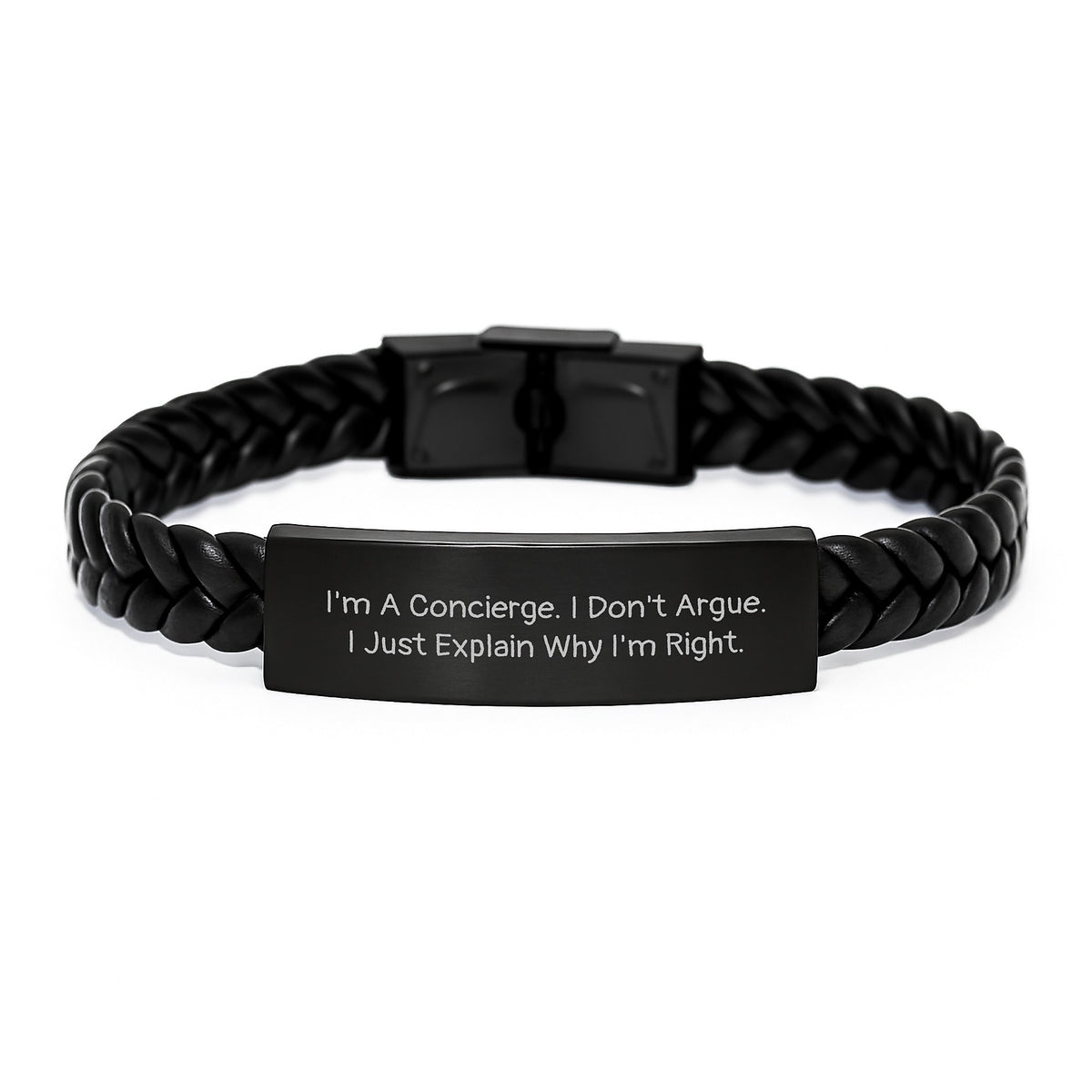 Gifts from Men, Funny Concierge Sayings Interlaced Leather Bracelet Christmas Unique Presents for Concierge, I'm a Concierge I Don't Argue I Just Explain Why I'm Right, Concierge Gifts - Image 1