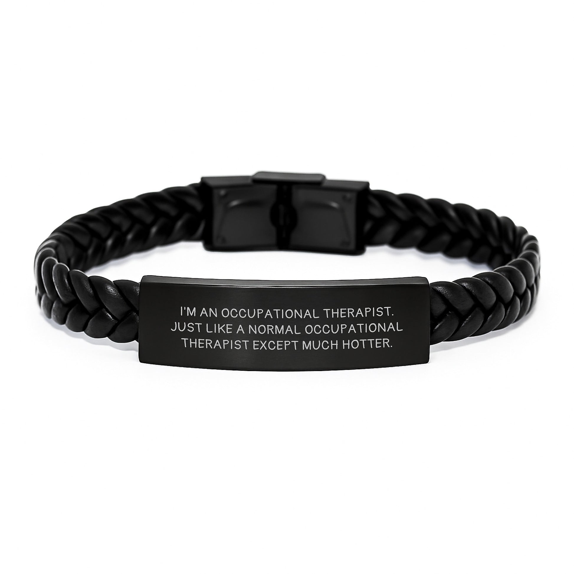 Occupational Therapist Humor Gifts for Men, Funny Quote Interlaced Leather Bracelet, Christmas Unique Gifts for Colleagues - Image 1