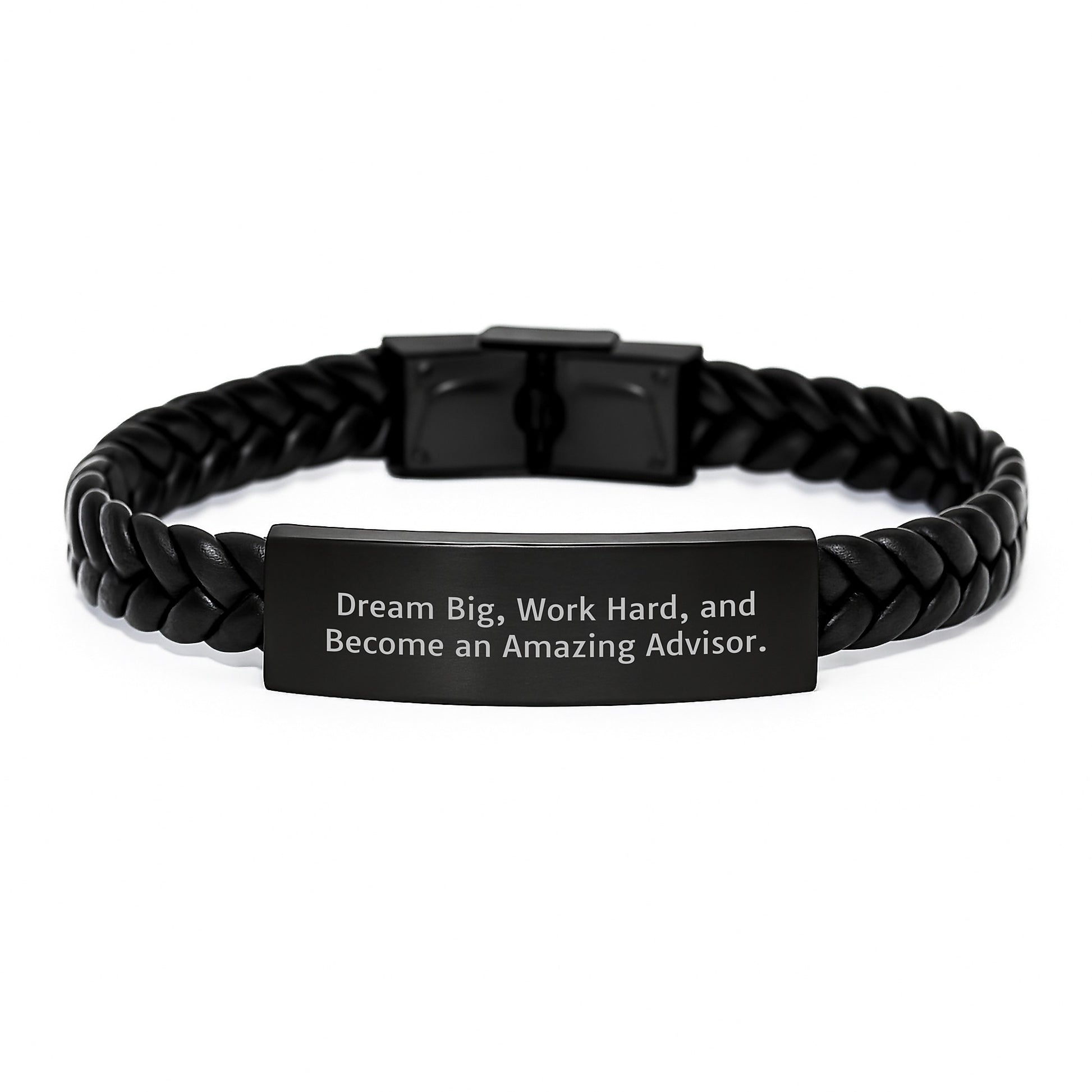 Inspirational Advisor Gifts from Friends - Interlaced Leather Bracelet, 'Dream Big Work Hard' Quote, Birthday Unique Gifts for Men Women - Image 1
