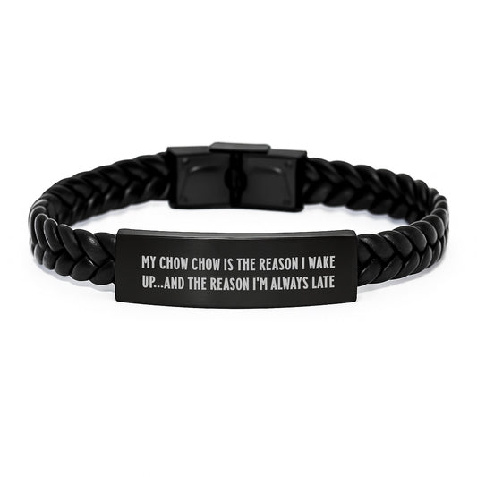 Chow Chow Dog Lover Gifts for Men Women Friends from Family - Funny Chow Chow Interlaced Leather Bracelet for Birthday Unique Presents - Image 1