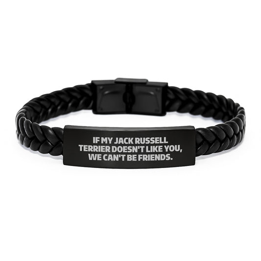 Funny Jack Russell Terrier Dog Gifts for Men from Family - Interlaced Leather Bracelet Birthday Unique Presents - Image 1