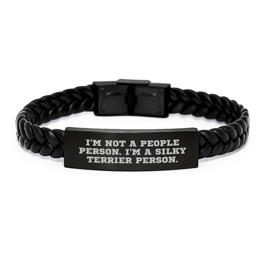 Silky Terrier Dog Lover's Interlaced Leather Bracelet Gifts from Men to Friends on Valentine's - Image 1