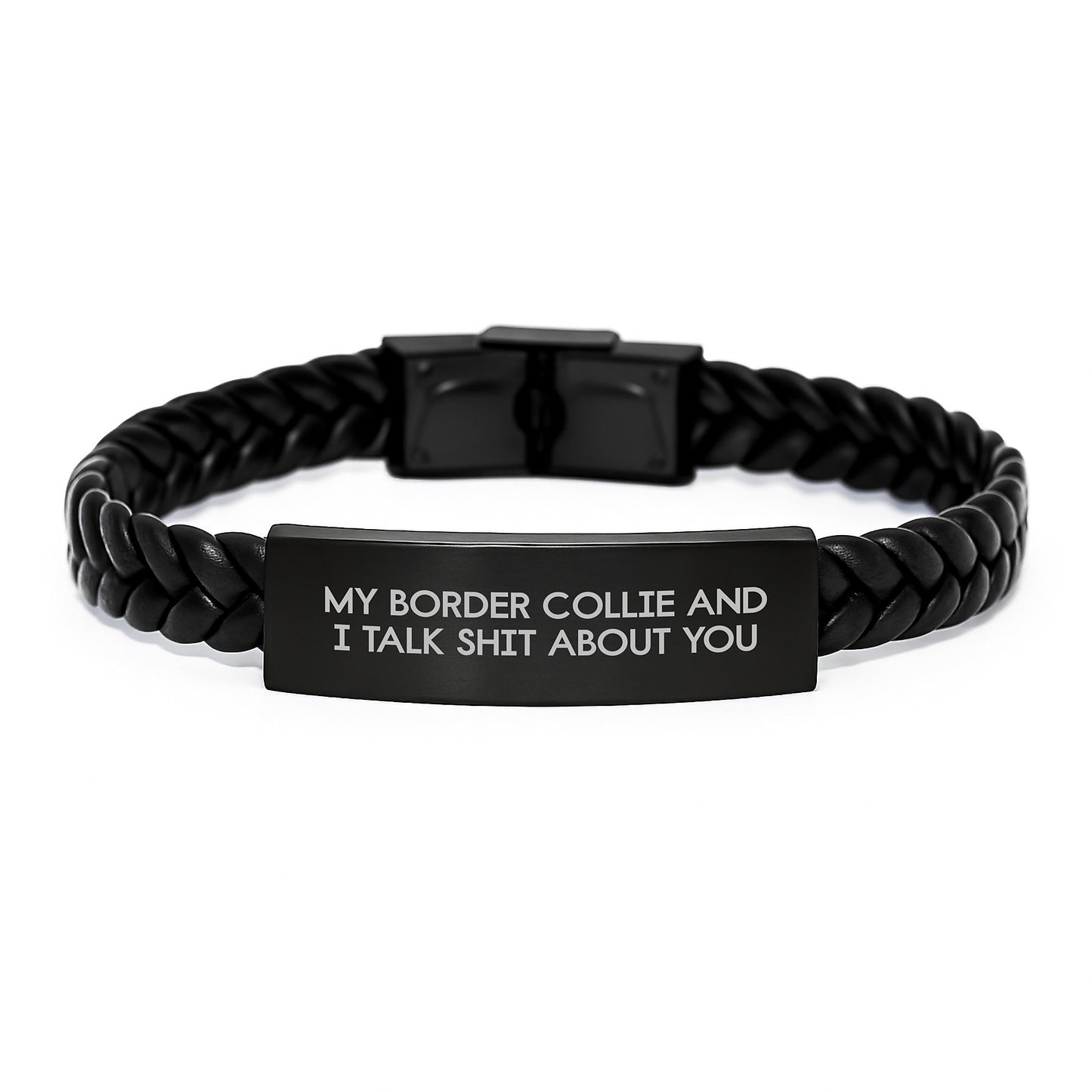 Funny Border Collie Dog Interlaced Leather Bracelet Gifts for Men, Gifts from Friends to Family, Unique Christmas Unique Gifts - Image 1