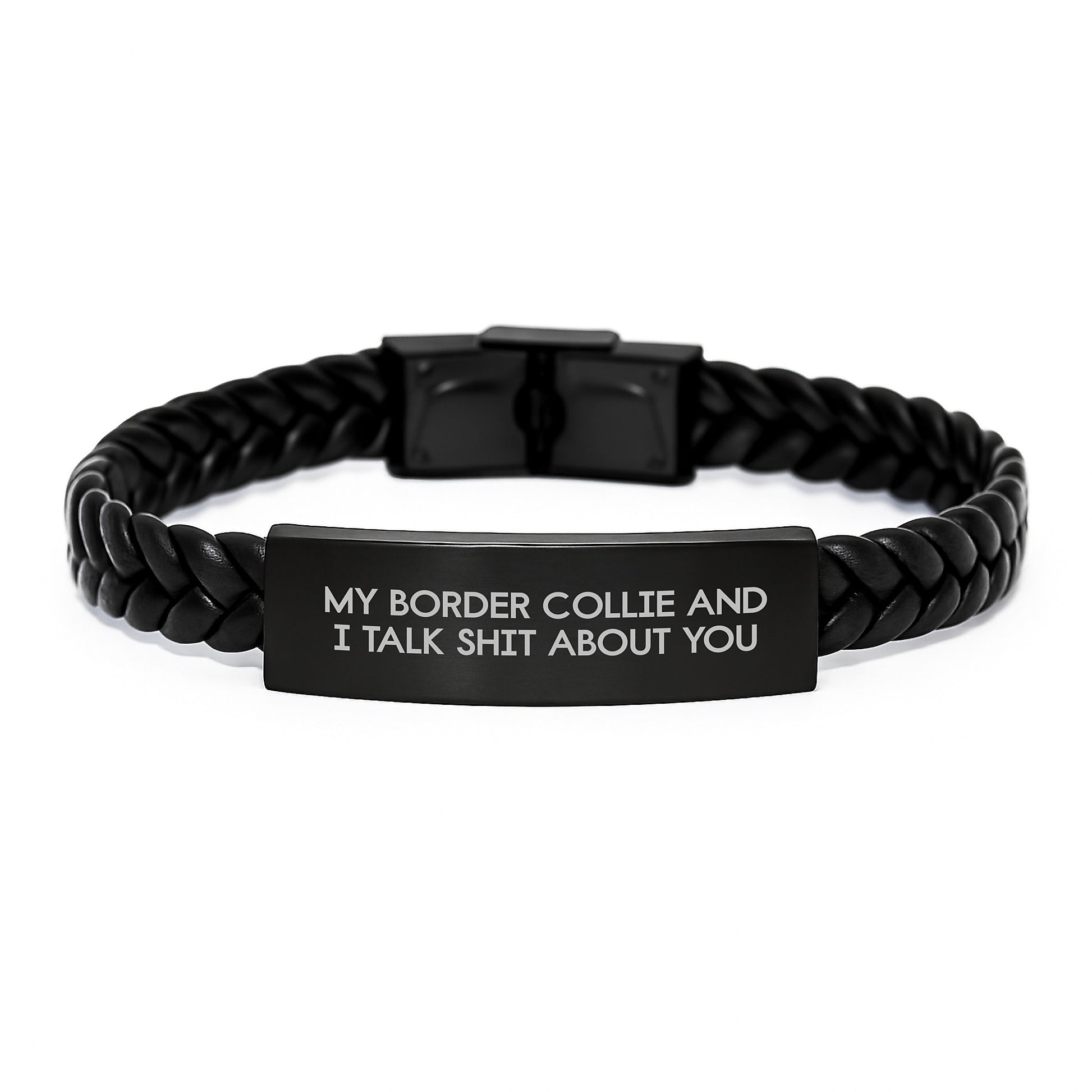 Funny Border Collie Dog Interlaced Leather Bracelet Gifts for Men, Gifts from Friends to Family, Unique Christmas Unique Gifts - Image 1