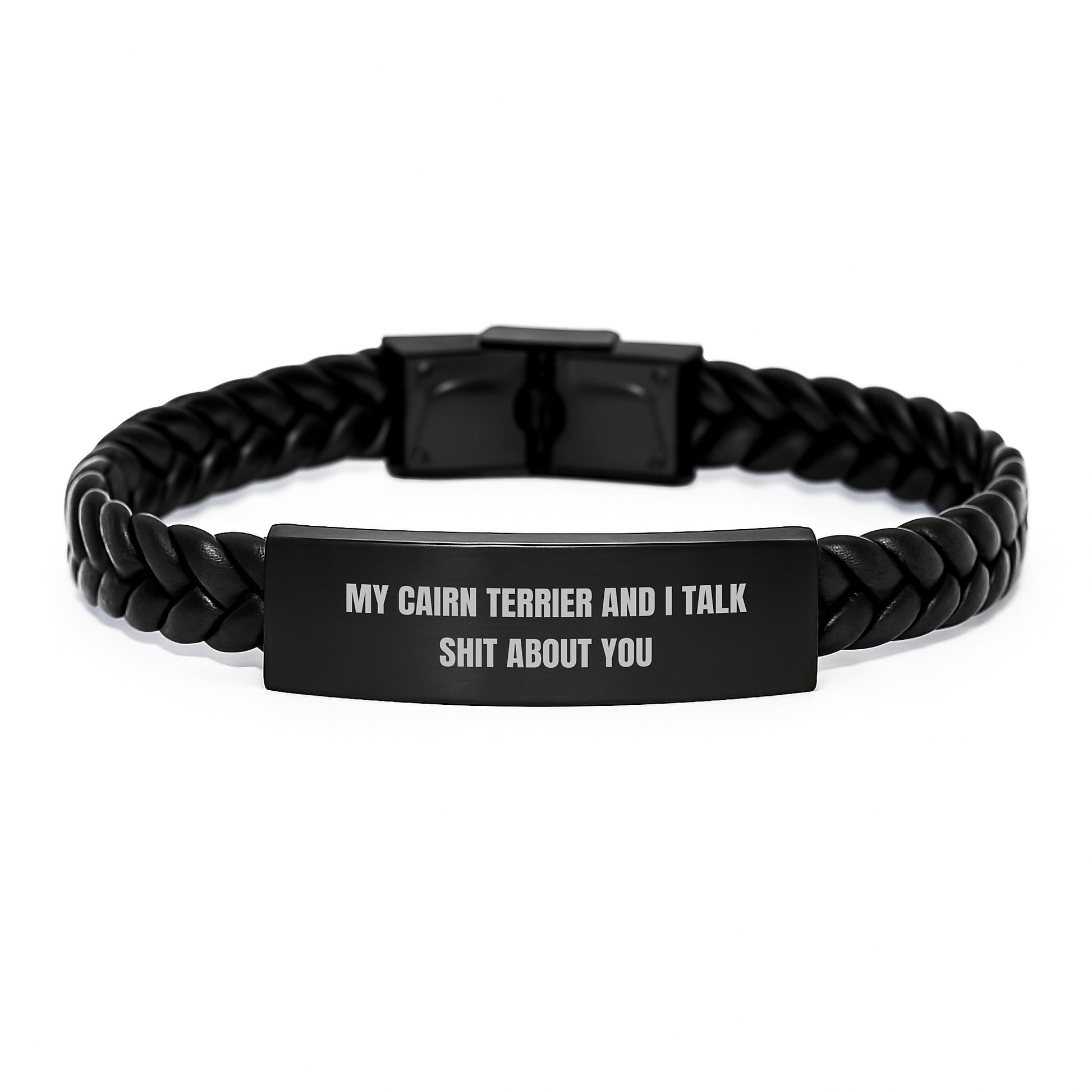 Cairn Terrier Interlaced Leather Bracelet Keepsake Birthday Gift for Him - Image 1