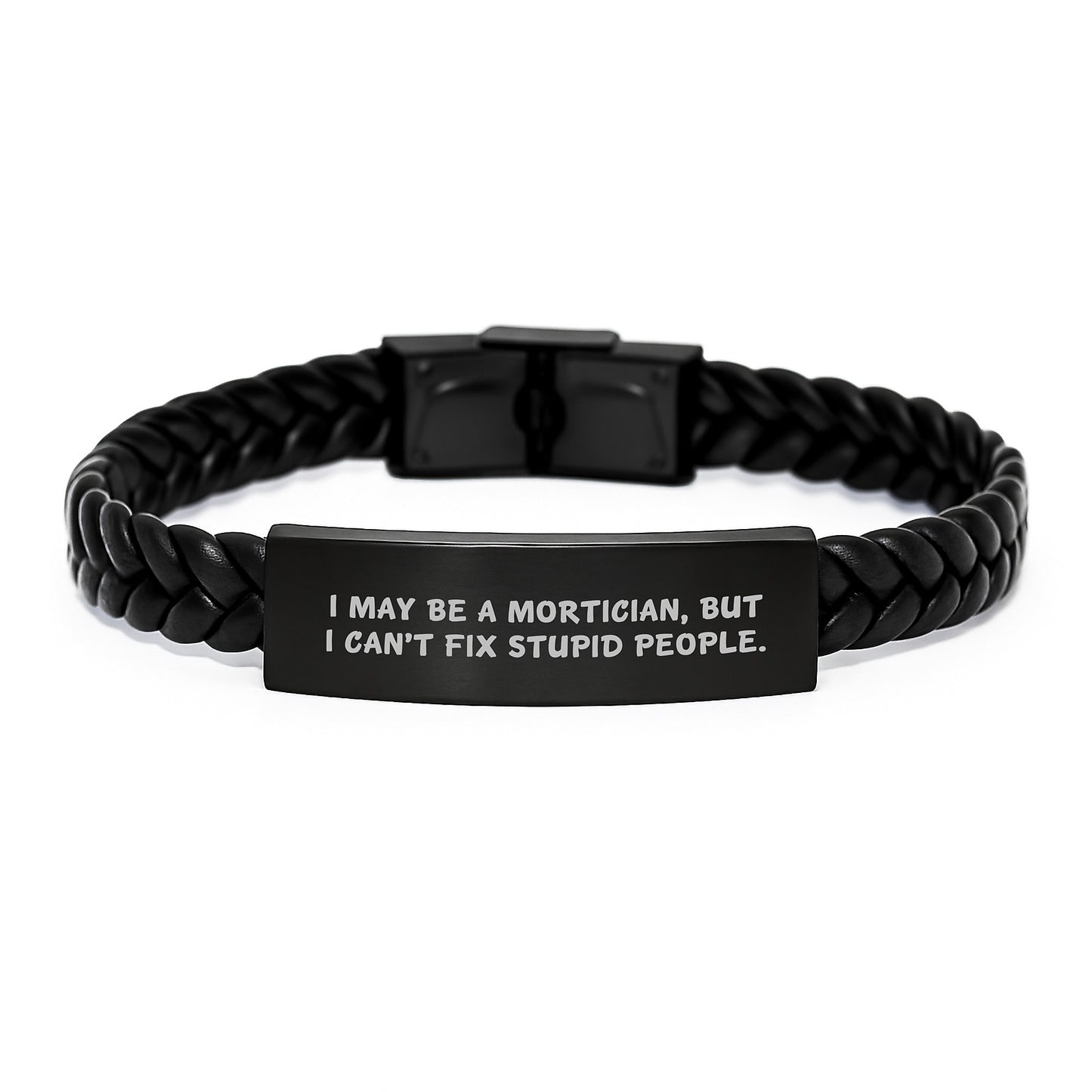 Mortician Keepsake Interlaced Leather Bracelet for Him Birthday Gift - Image 1