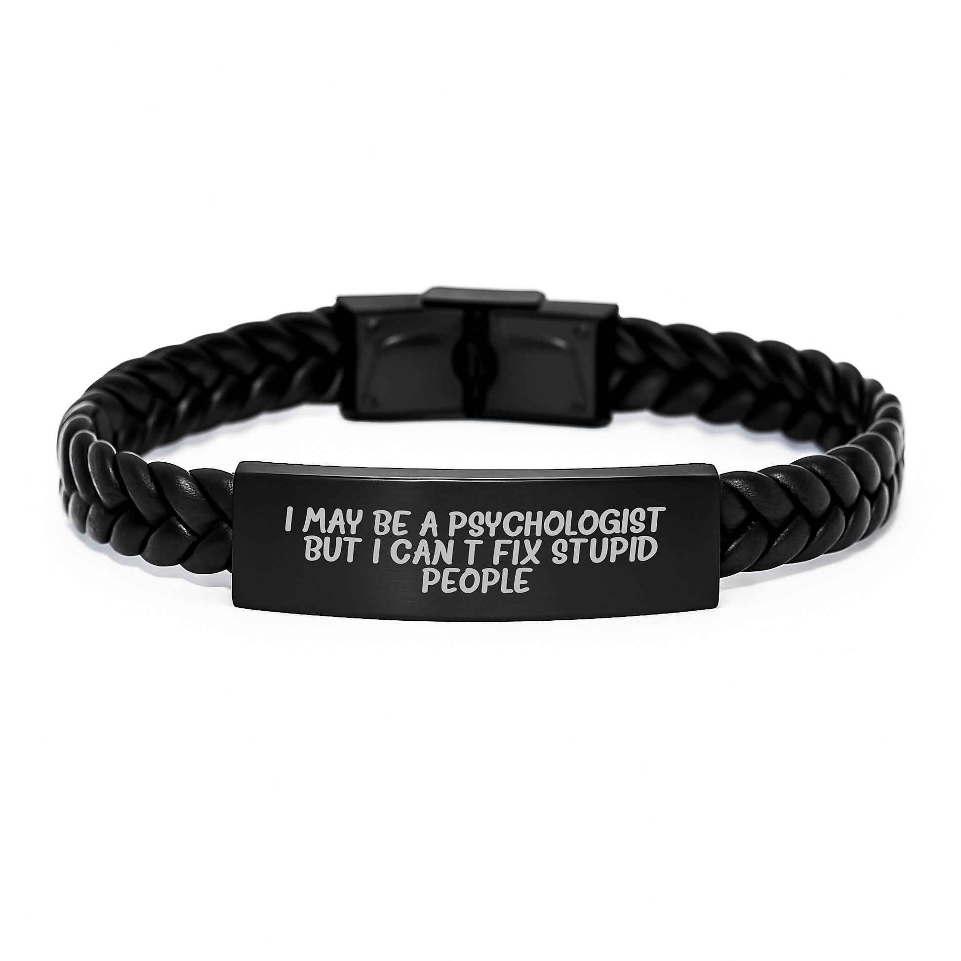 Birthday Gift for Her Psychologist Interlaced Leather Bracelet Present - Image 1