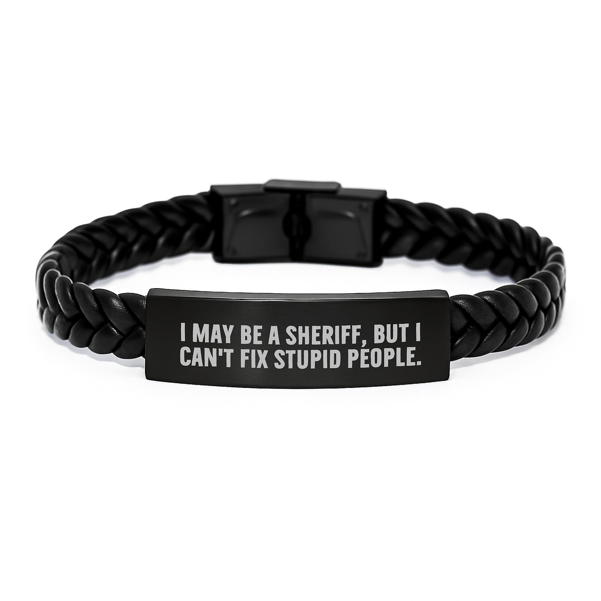 Sheriff Keepsake Interlaced Leather Bracelet for Him Birthday Gift - Image 1