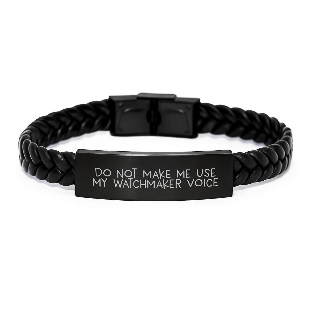 Watchmaker Gift for Him - Stern Interlaced Leather Bracelet Keepsake - Image 1