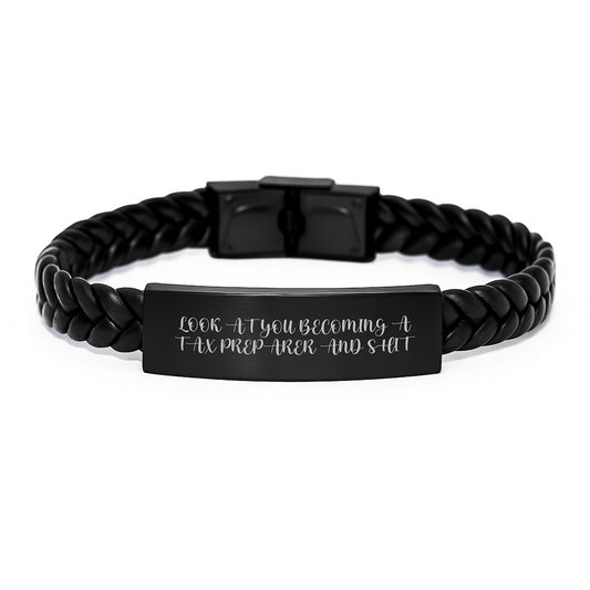 Tax Preparer Gift For Him A Humorous Keepsake Leather Bracelet - Image 1