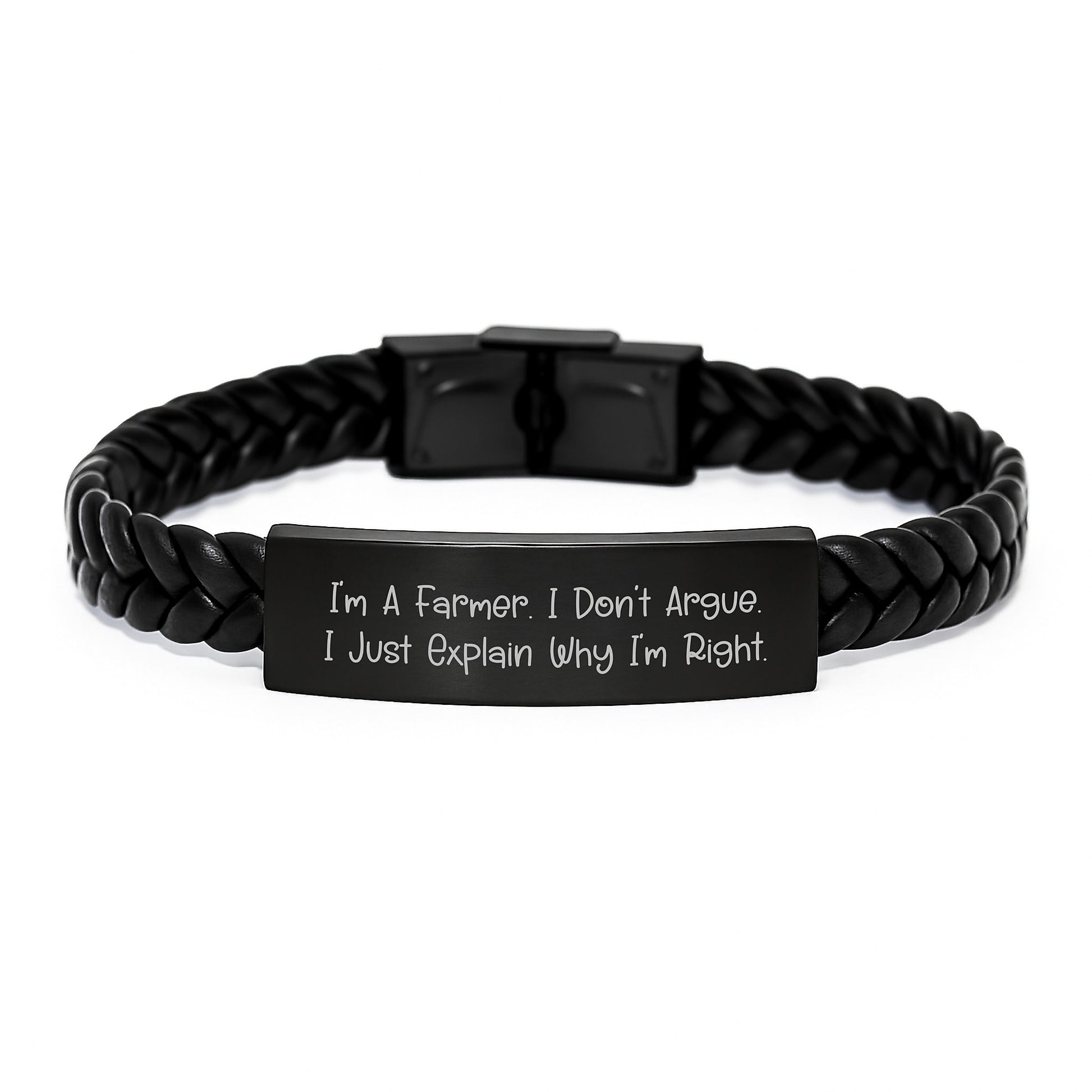 Gifts for Farmers - Funny Inspirational Quote Interlaced Leather Bracelet Men Gifts from Family, Unique Christmas Unique Gifts for Him, Farmer Inspirational Bracelet - Image 1