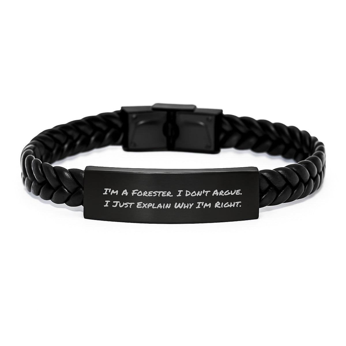 Forester Gift for Him A Righteous Interlaced Leather Bracelet Keepsake - Image 1