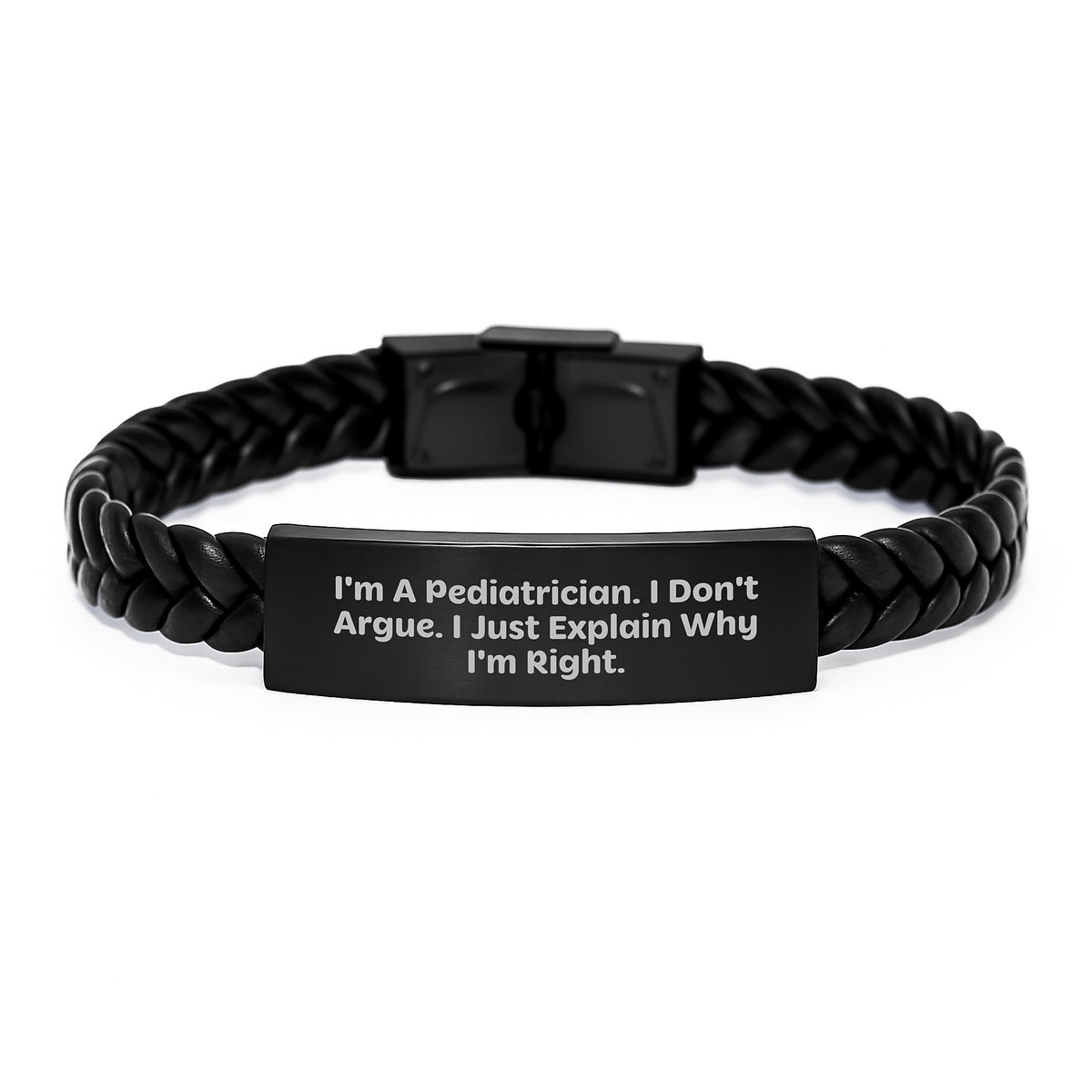 Pediatrician Gift for Him - Interlaced Leather Bracelet Keepsake - Image 1