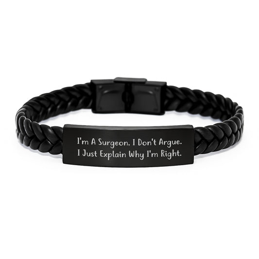 Surgeon Humor Interlaced Leather Bracelet Gifts for Men from Friends - Image 1