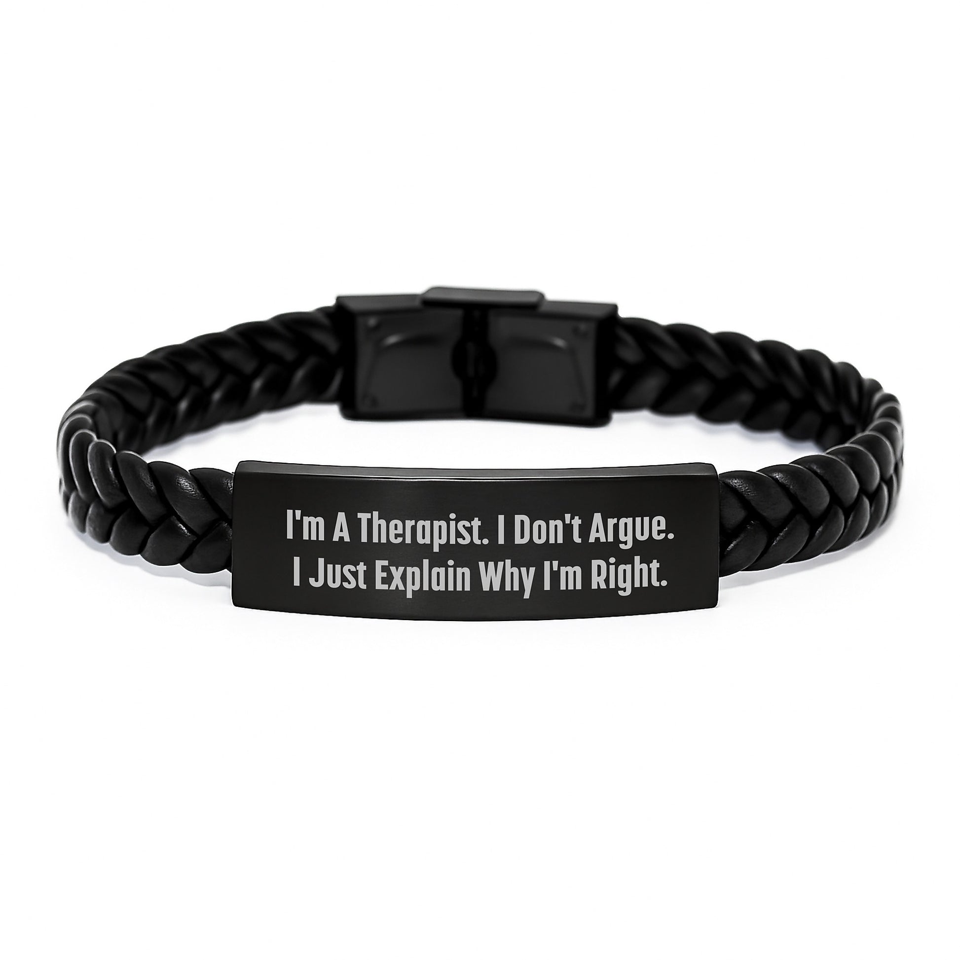 Therapist Gifts from Friends - Funny Quote Interlaced Leather Bracelet for Men Women Coworkers Family Graduation Unique Gifts - Image 1