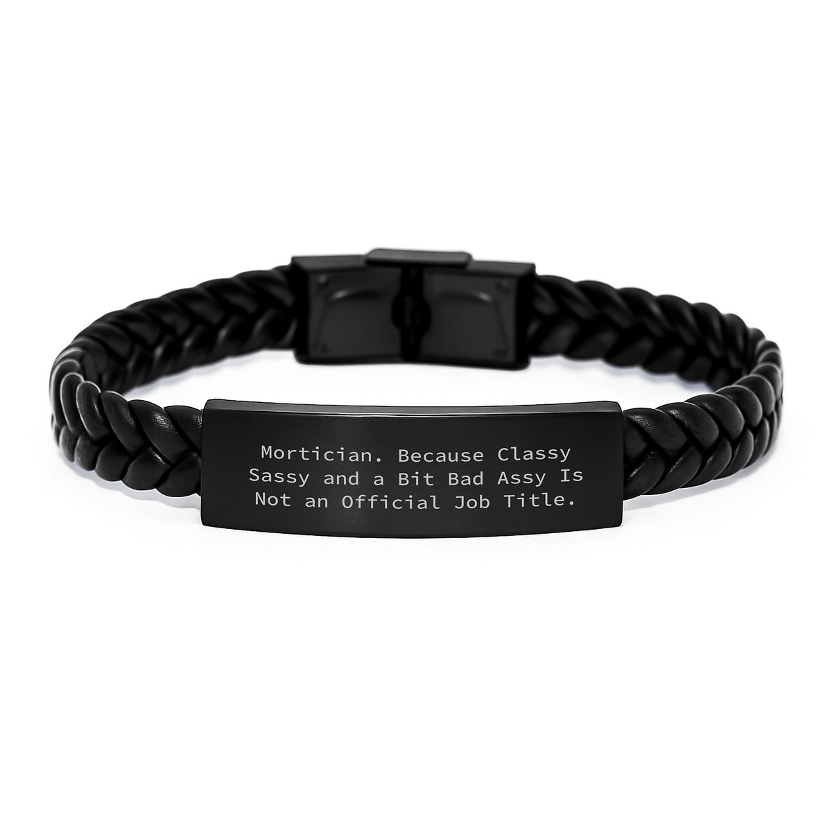 Witty Mortician Gift for Friends - Novelty Interlaced Leather Bracelet - Image 1