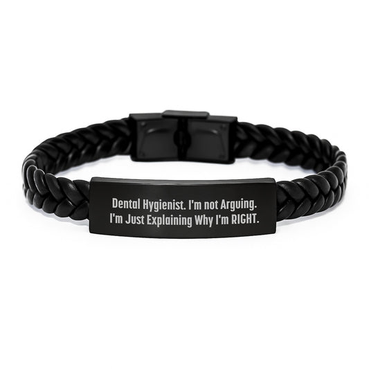 Funny Dental Hygienist Gifts from Men to Friends - Quote Interlaced Leather Bracelet for Graduation Unique Gifts - Image 1