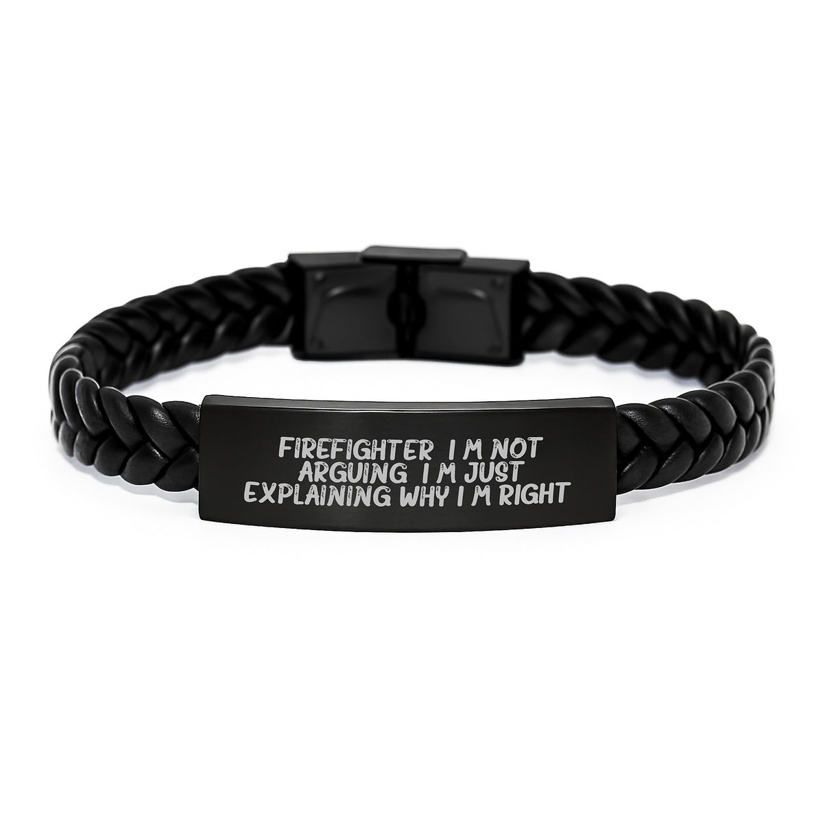 Assertive Firefighter Bracelet Gift for Friends - Interlaced Leather - Image 1