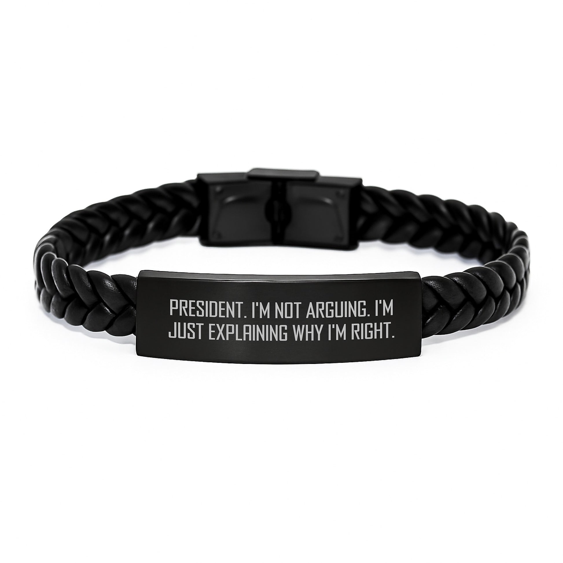 President Quote Interlaced Leather Bracelets Gifts from Friends, Coworkers, Family, for Graduation, Funny and Inspirational - Image 1