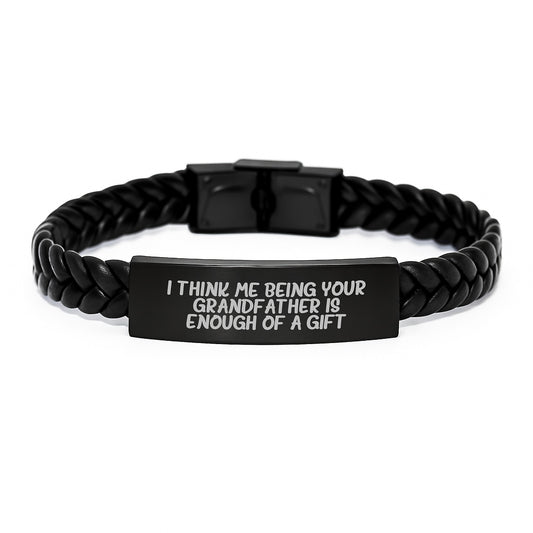 Unique Interlaced Leather Bracelet Gifts for Grandfather from Family, Grandfather Grandfather Gift Ideas for Father's Day - Image 1