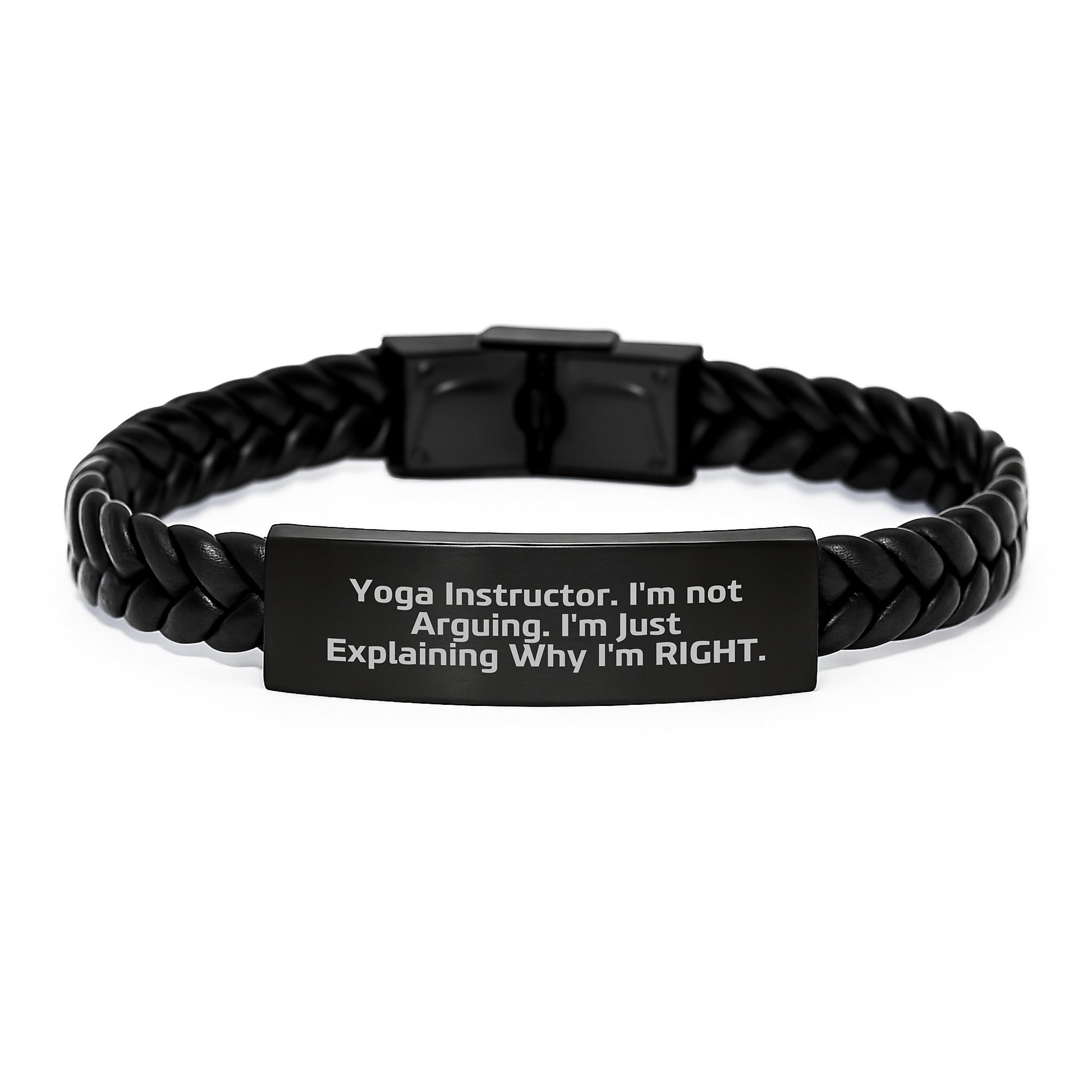 Funny Yoga Instructor Gifts, Interlaced Leather Bracelet for Graduation, Gifts from Friends to Yoga Instructor, 'I'm Not Arguing. I'm Just Explaining Why I'm Right.' Quote - Image 1
