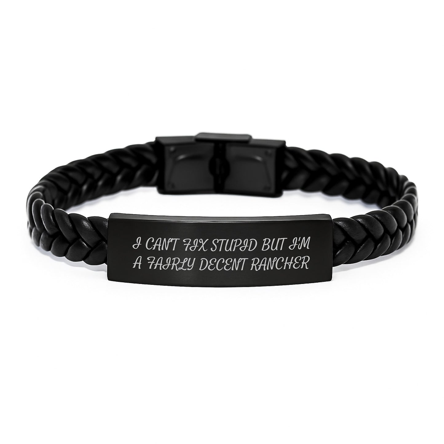 Funny Rancher Gifts for Men - I'm A Fairly Decent Rancher Interlaced Leather Bracelet, Graduation Unique Gifts from Friends - Image 1