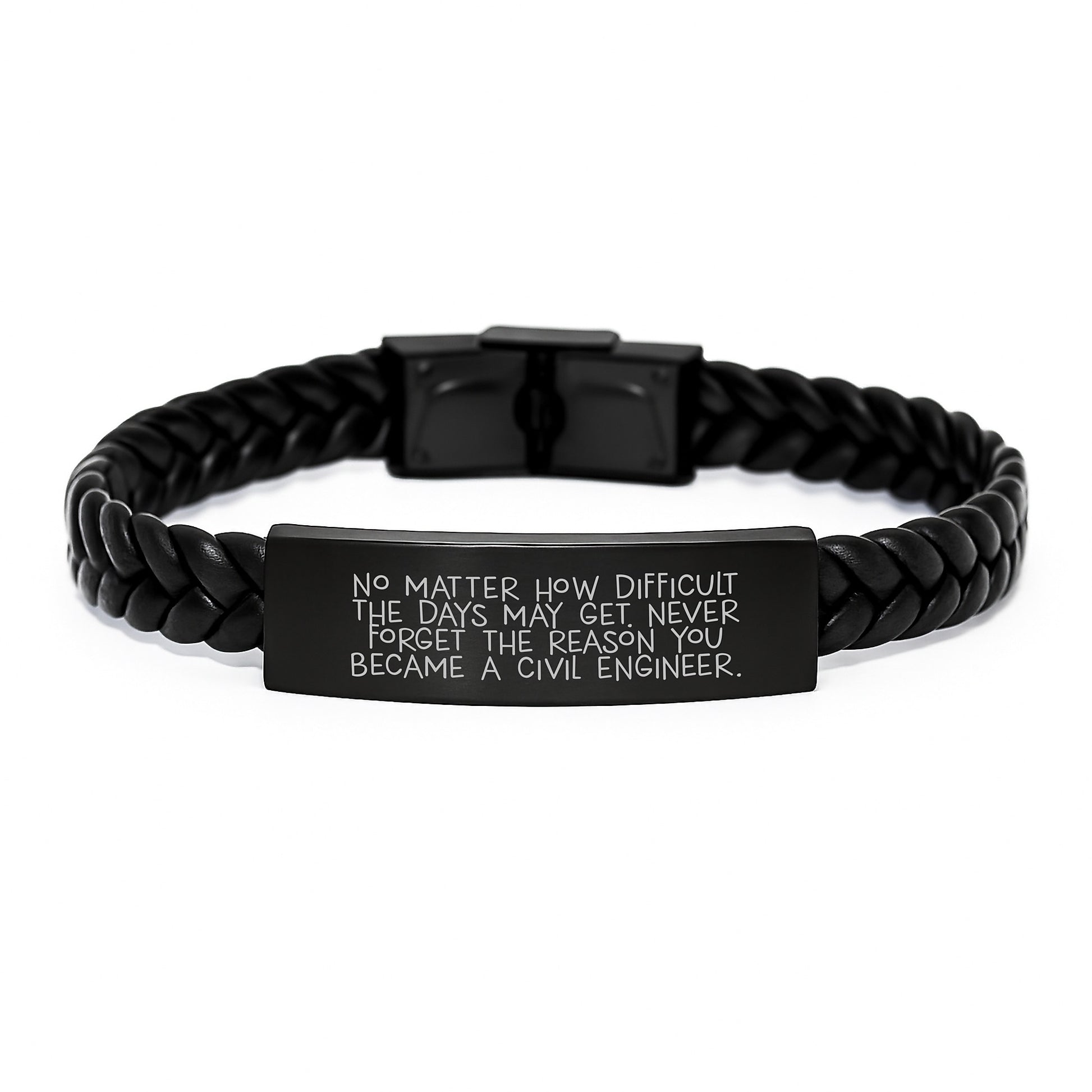 Civil Engineer Gifts, Inspirational Quote Interlaced Leather Bracelet, Gifts from Friends for Civil Engineer Graduation, Unique Men's Accessories - Image 1