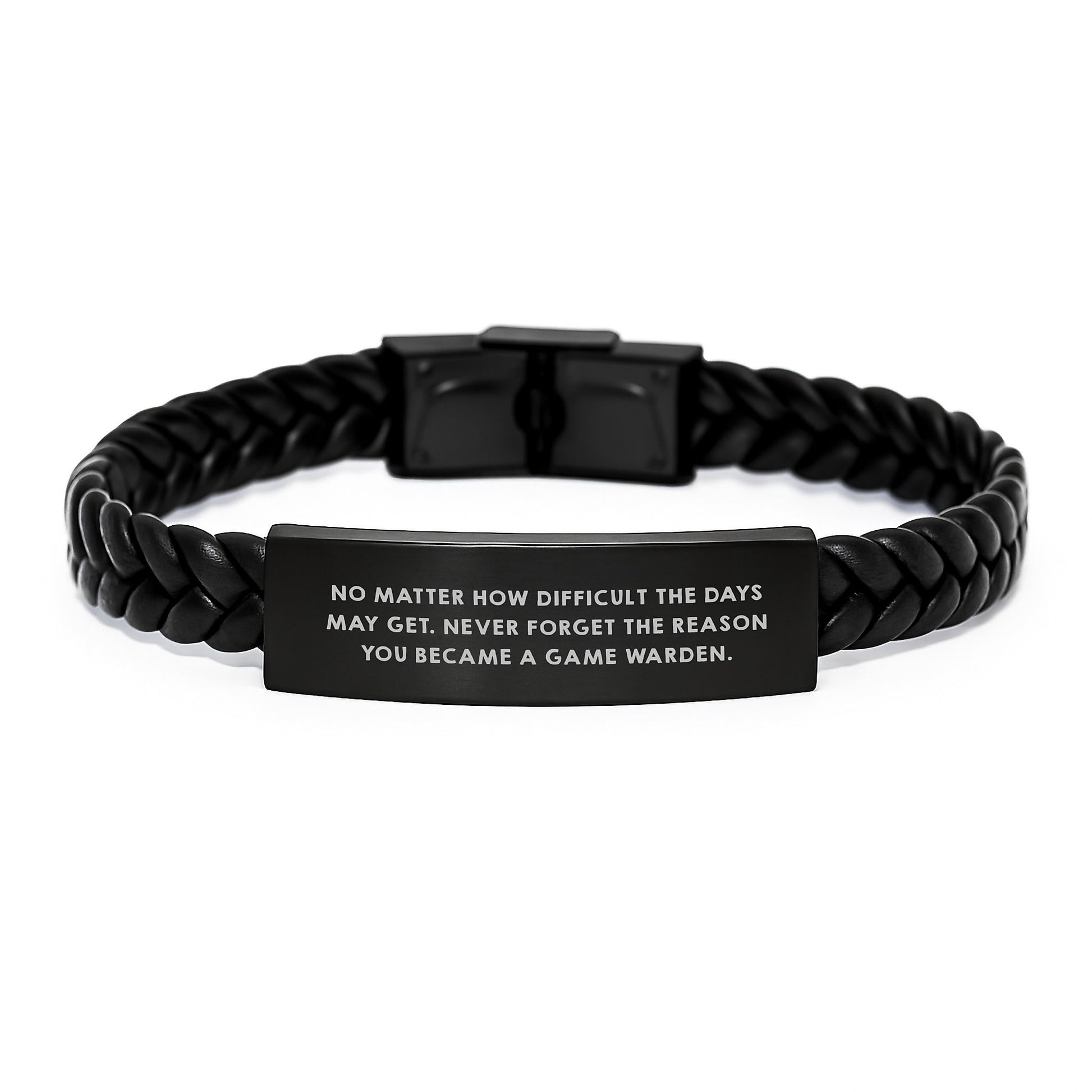 Game Warden Gifts, Inspirational Interlaced Leather Bracelet for Men, Gifts from Family to Game Warden on Graduation, Never Forget Reason You Became, Unique Leather Gifts for Her/His - Image 1