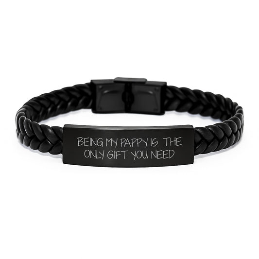 Funny Pappy Gifts from Men to Pappy, Interlaced Leather Bracelet Valentine's Unique Gifts for Pappy - Being My Pappy Is The Only Gift You Need - Image 1