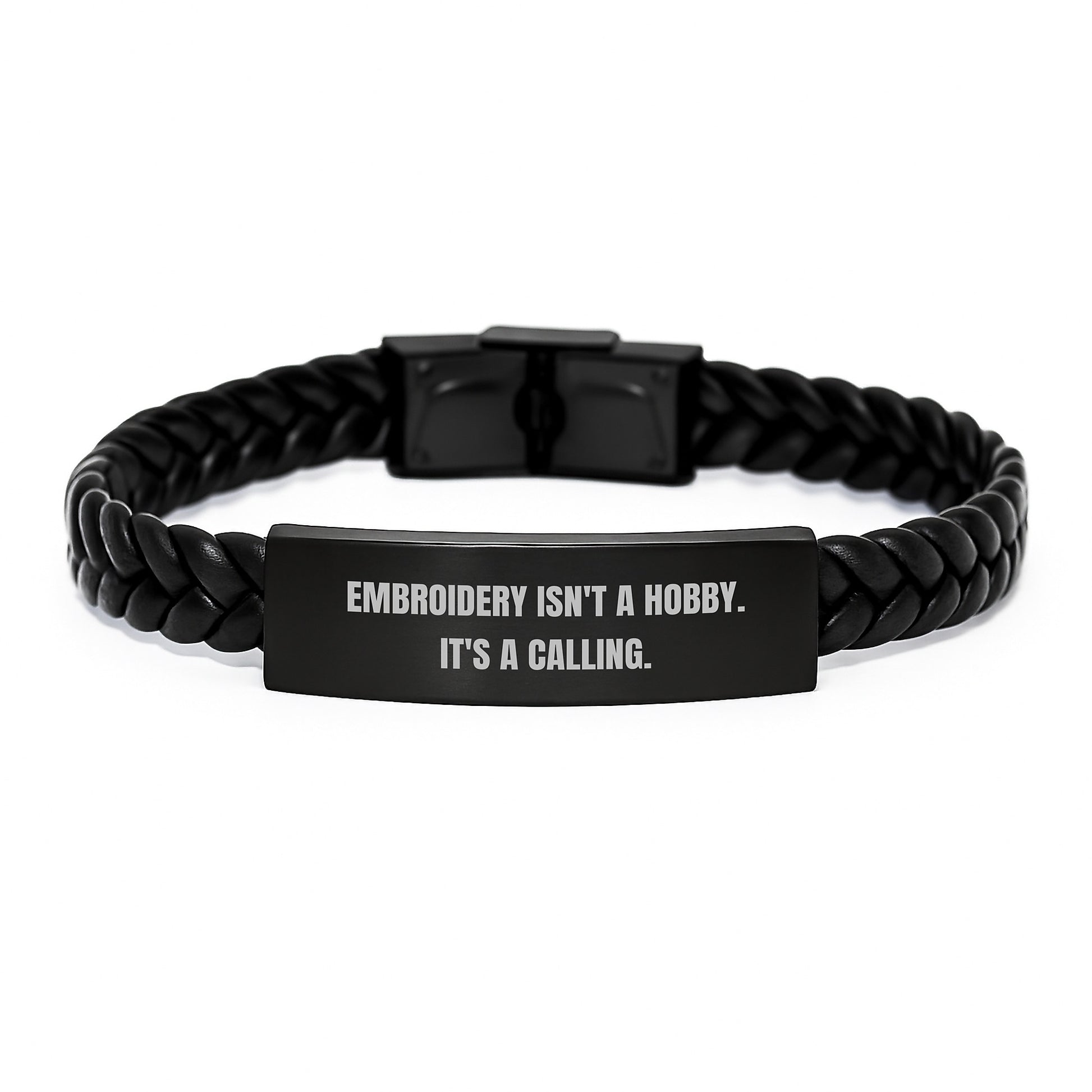 Embroidery Isn't A Hobby, It's A Calling. Interlaced Leather Graduation Gift for Her, Him, Friends, Coworkers, Family - Unique Accessories - Image 1