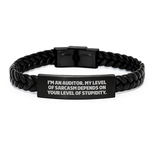 Auditor Funny Gift Interlaced Leather Bracelet for Men Friends from Graduation Unique Gifts - Image 1