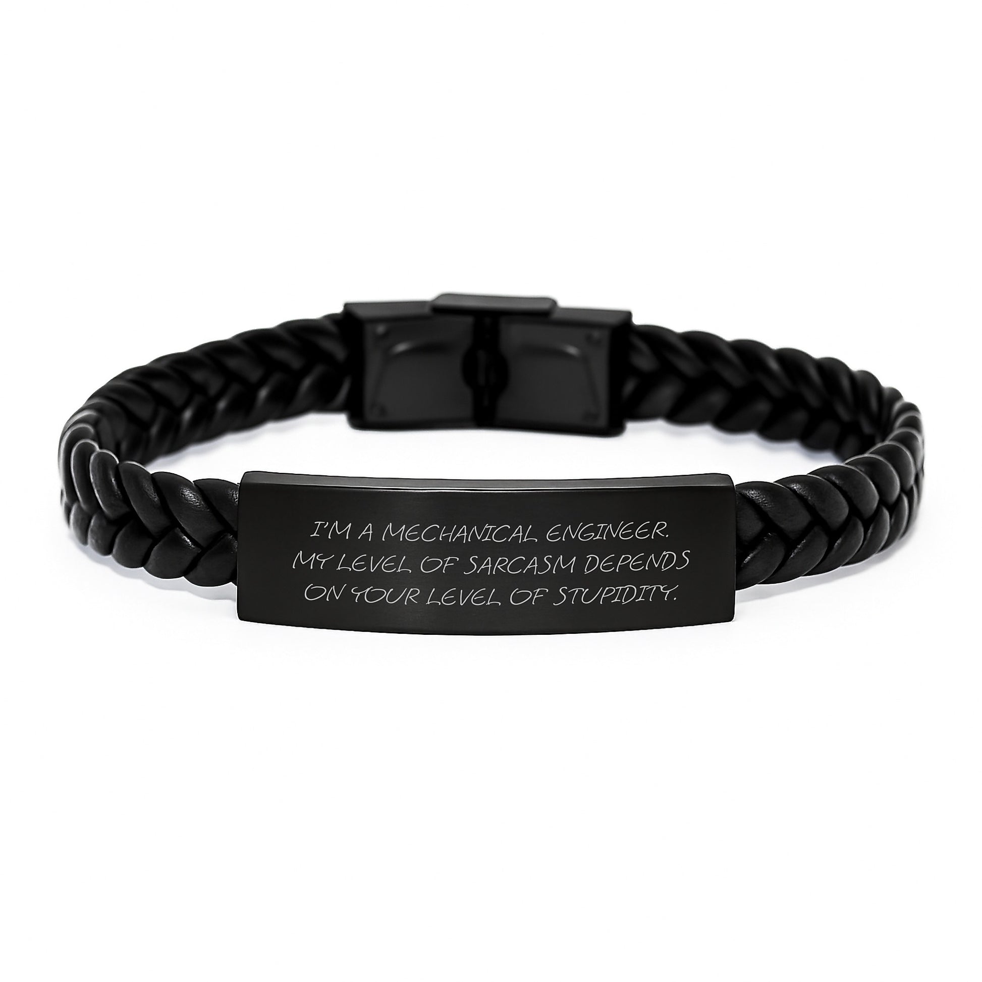 Mechanical Engineer Humor Gifts for Men, Sarcasm Quote Interlaced Leather Bracelet, 7.87 inch Graduation Unique Gifts from Friends - Image 1