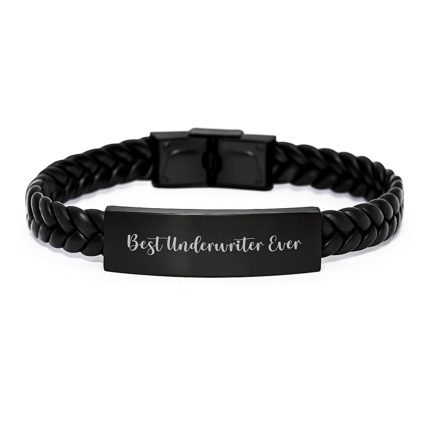 Underwriter Gifts - Funny Quote 'Best Underwriter Ever' Interlaced Leather Bracelet for Men, Women, Coworkers, Family - Christmas Unique Presents from Friends - Image 1