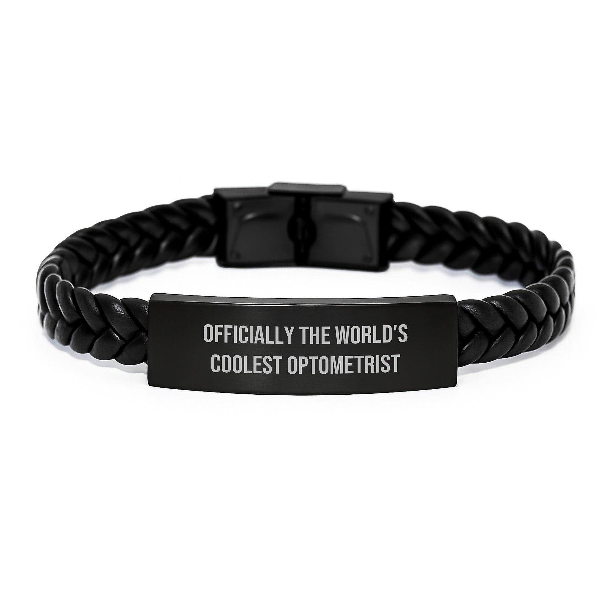 Optometrist Gifts from Family - Officially The World's Coolest Optometrist Interlaced Leather Bracelet for Graduation Unique Gifts for Optometrist Men - Image 1