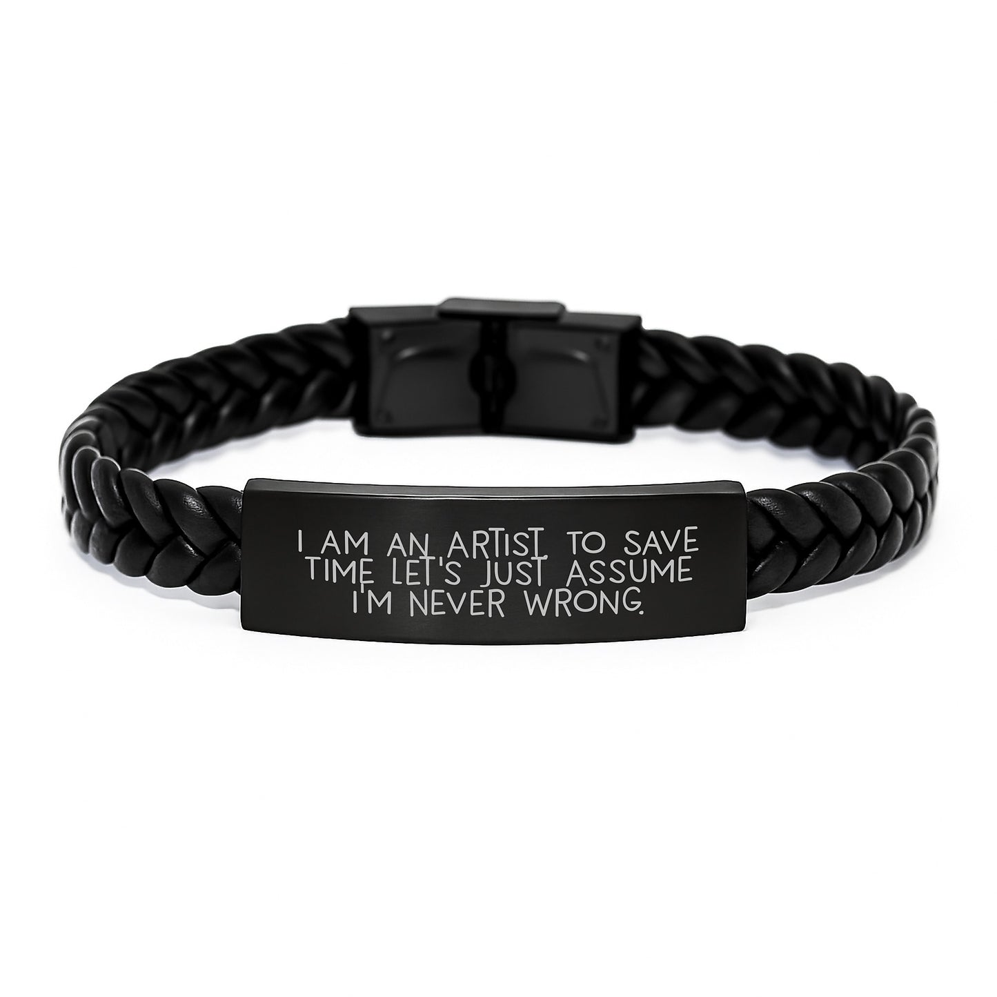 Funny Artist Gifts for Graduation - 'I Am An Artist' Interlaced Leather Bracelet, Gifts from Family to Friends - Image 1