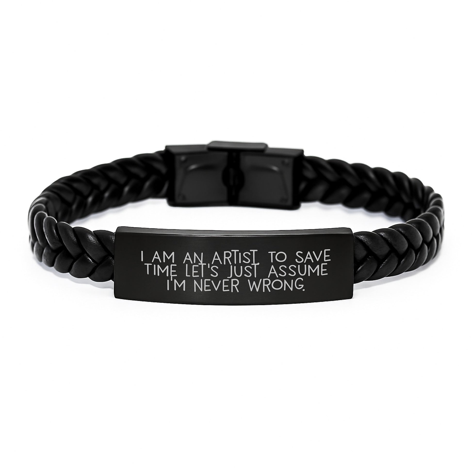 Funny Artist Gifts for Graduation - 'I Am An Artist' Interlaced Leather Bracelet, Gifts from Family to Friends - Image 1