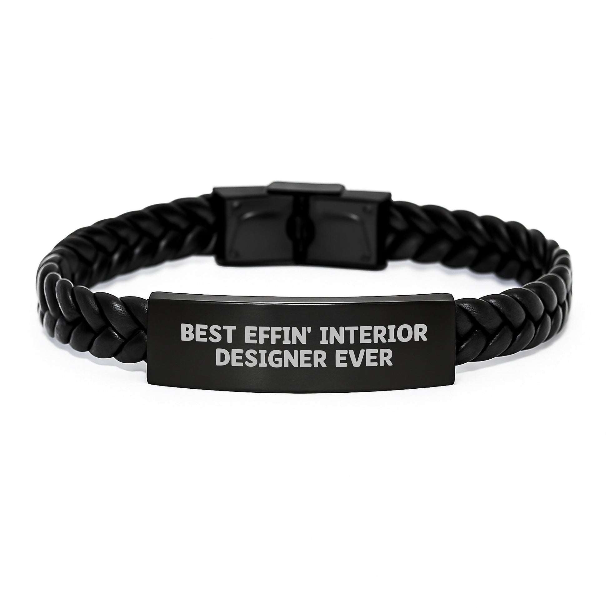 Funny Interior Designer Gifts, Best Effin' Gifts for Interior Designers Ever, Interlaced Leather Bracelet, 7.87 inches, Graduation Unique Gifts from Men to Women - Image 1