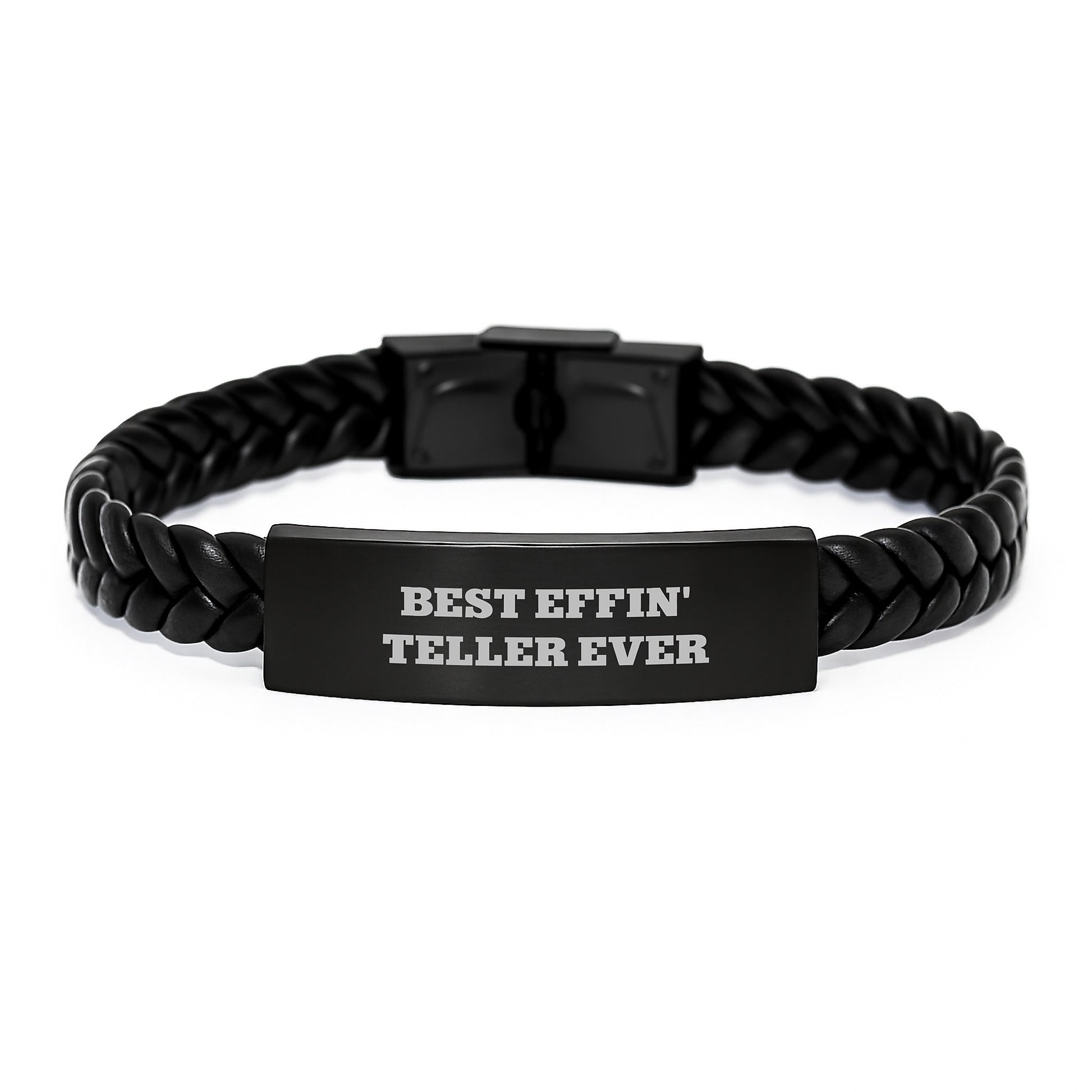 Funny Teller Interlaced Leather Bracelet Gifts for Men - Best Effin' Teller Ever Graduation Unique Gifts from Friends - Image 1