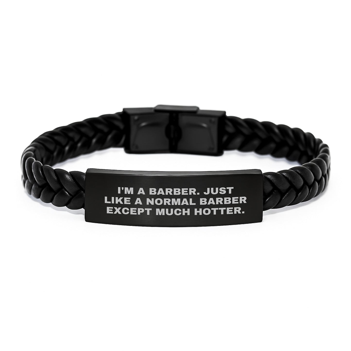 Funny Barber Gifts, Interlaced Leather Bracelet for Men, Stainless Steel PU Leather Unique Mother's Day Unique Gift Ideas from Friends - Image 1