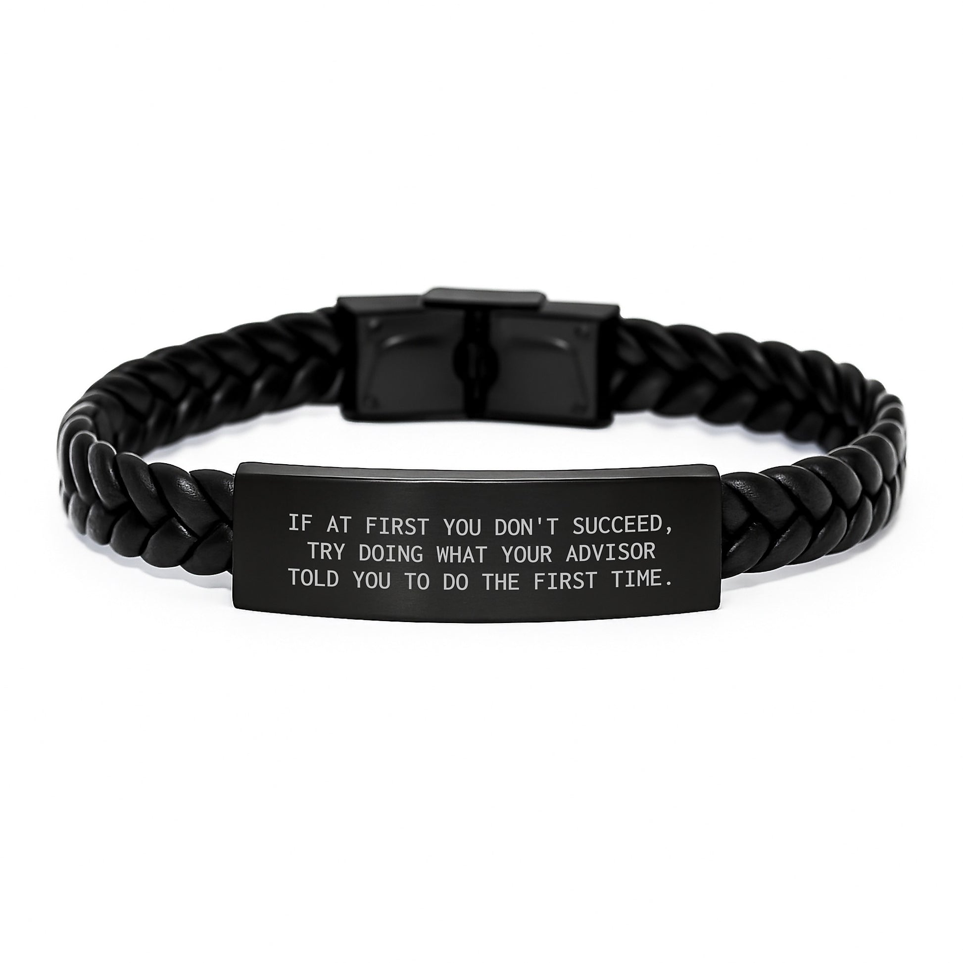 Funny Advisor Quote Interlaced Leather Bracelet Gifts from Men to Graduation Advisor Friends - Inspirational Encouragement Quote - Image 1