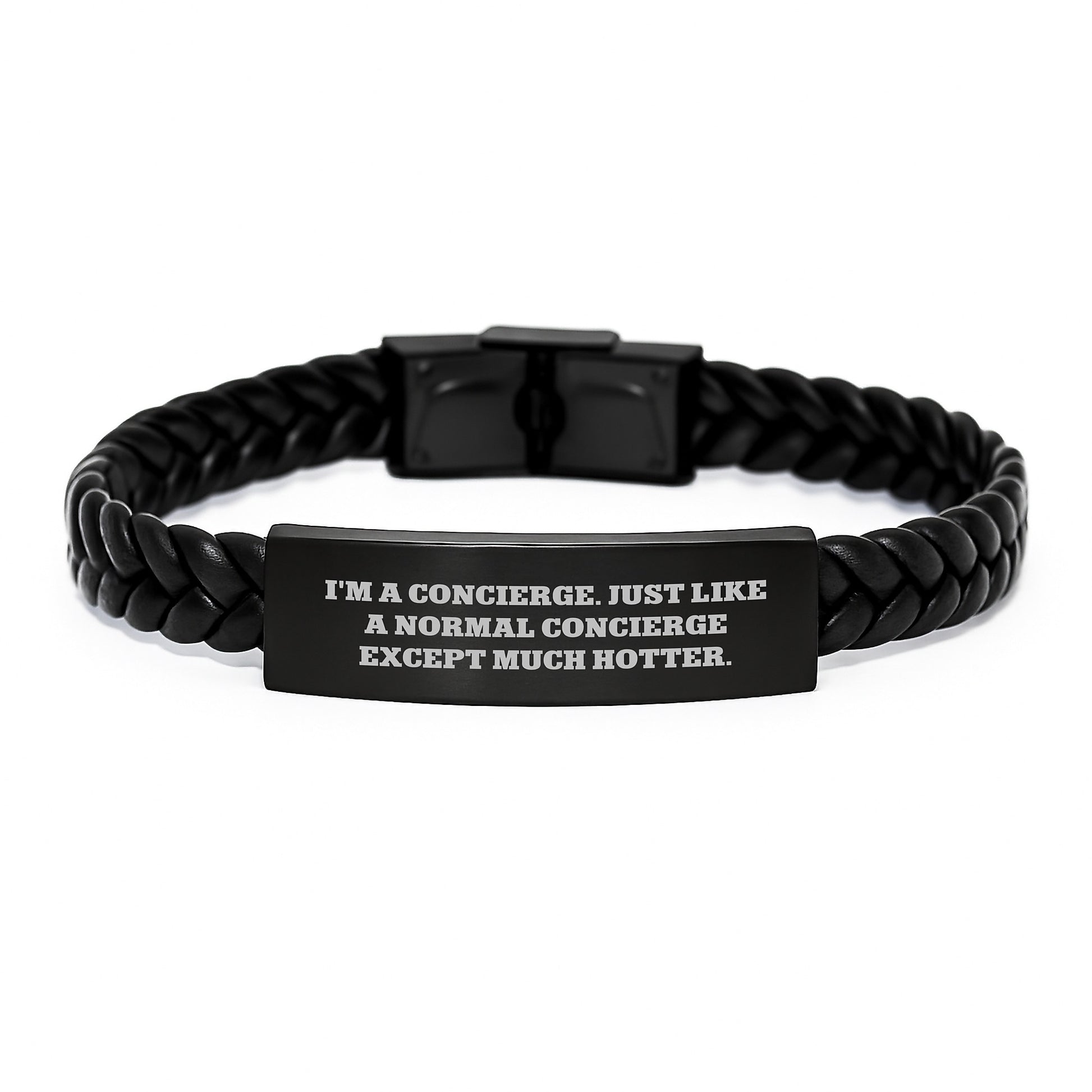 Concierge Gifts for Men Hotter Than a Normal Concierge, Interlaced Leather Bracelet with Stainless Steel, Christmas Unique Presents for Friends and Family - Image 1