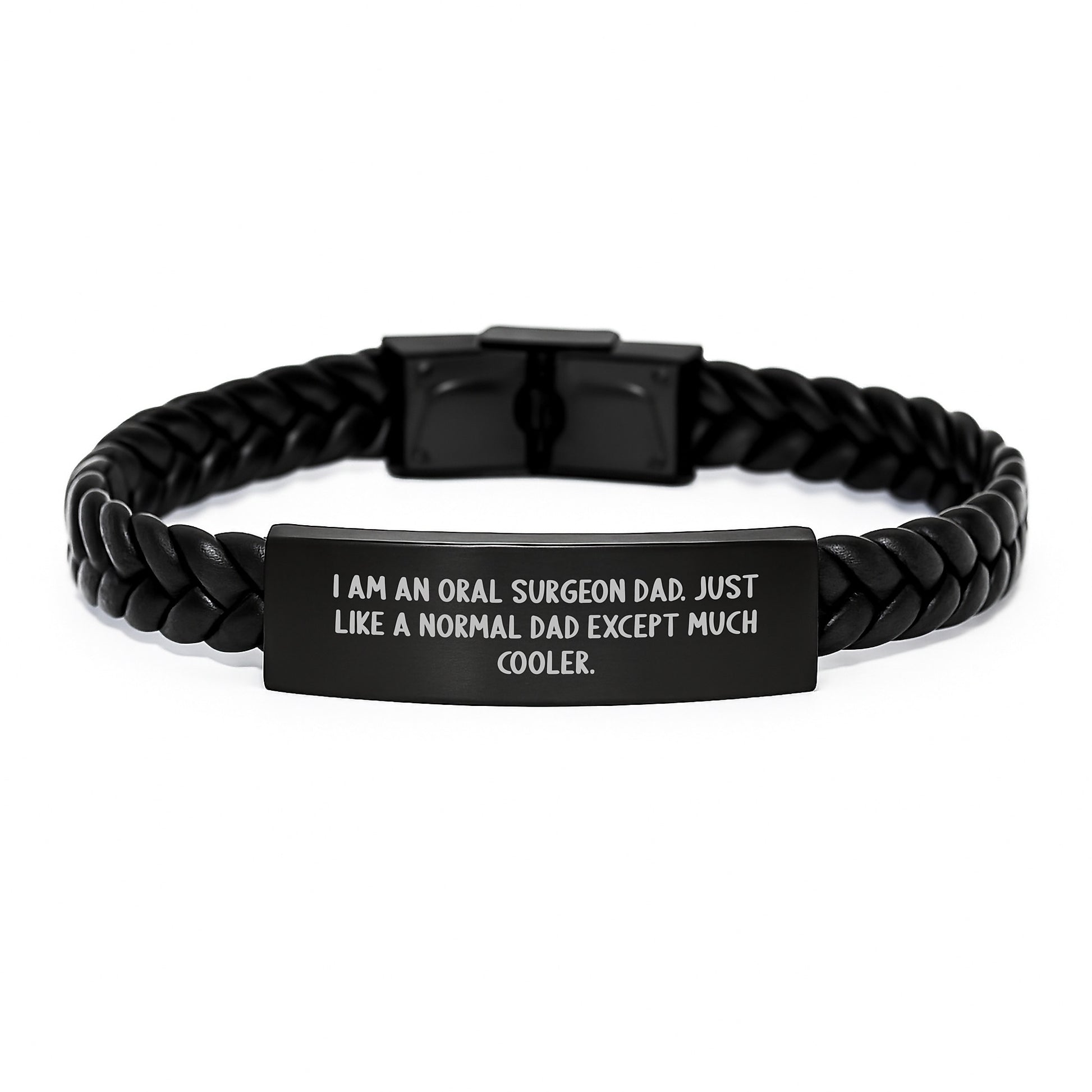 Oral Surgeon Gifts from Dad - I Am An Oral Surgeon Dad, Interlaced Leather Bracelet for Graduation, Unique Gifts for Oral Surgeon Men, Funny Quote - Image 1