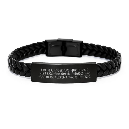 Unique Funny Gift for Landscape Architect Graduation - Interlaced Leather Bracelet with Stainless Steel Engrave, Gifts for Men from Friends - Image 1