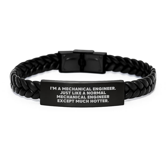 Funny Mechanical Engineer Gifts - Mother's Day Unique Interlaced Leather Bracelet for Men - Hot Mechanical Engineer Quote - Image 1