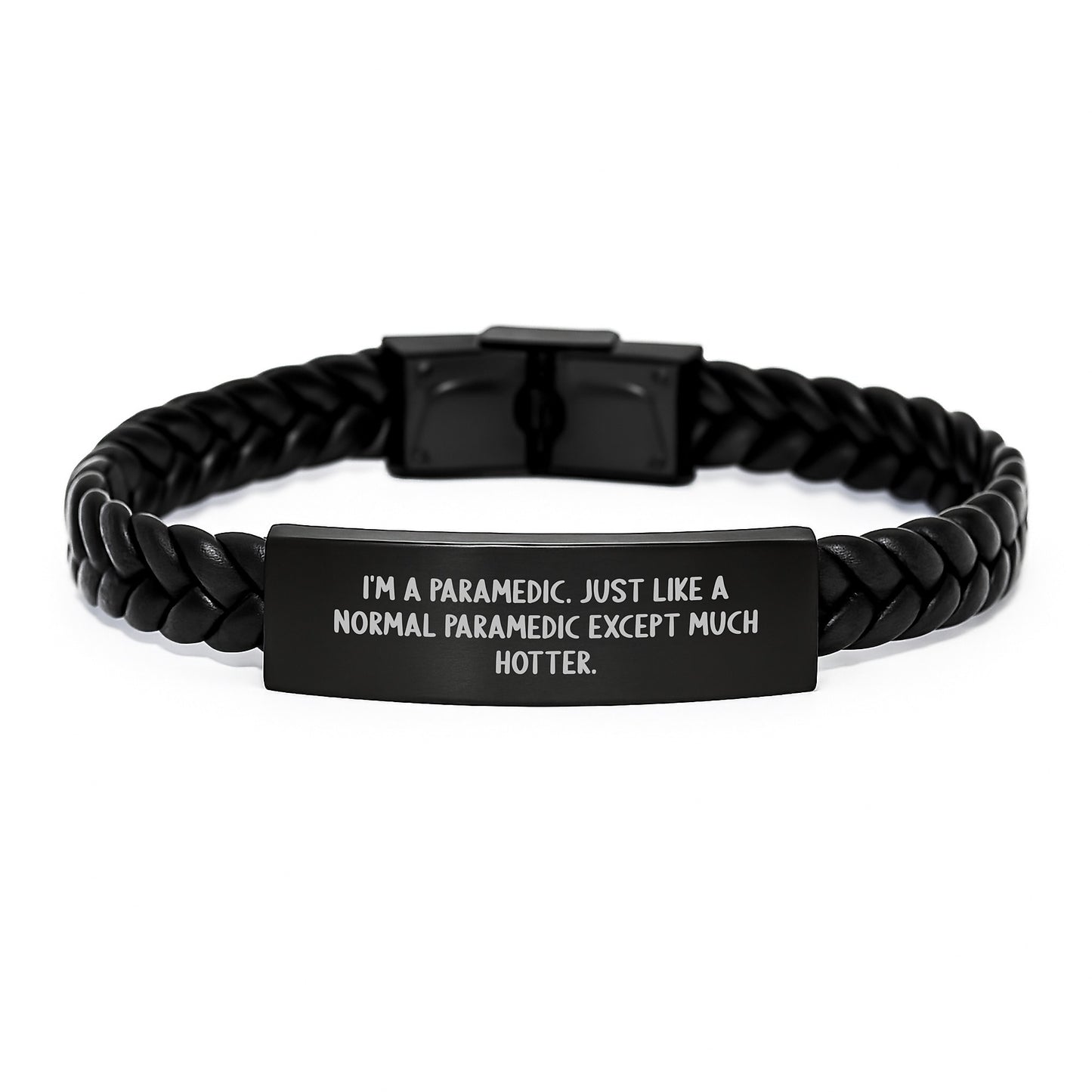 Rescue Worker Gifts for Him, Funny Rescue Worker Quote Interlaced Leather Bracelet, Gifts from Men for Rescue Worker, Christmas Unique Gifts - Image 1