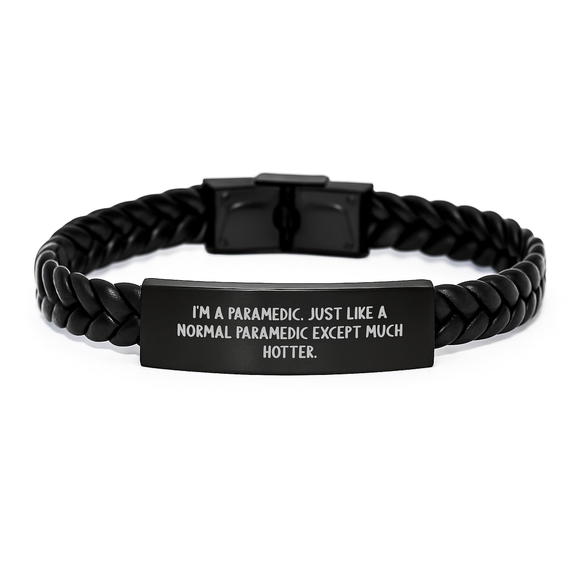 Rescue Worker Gifts for Him, Funny Rescue Worker Quote Interlaced Leather Bracelet, Gifts from Men for Rescue Worker, Christmas Unique Gifts - Image 1
