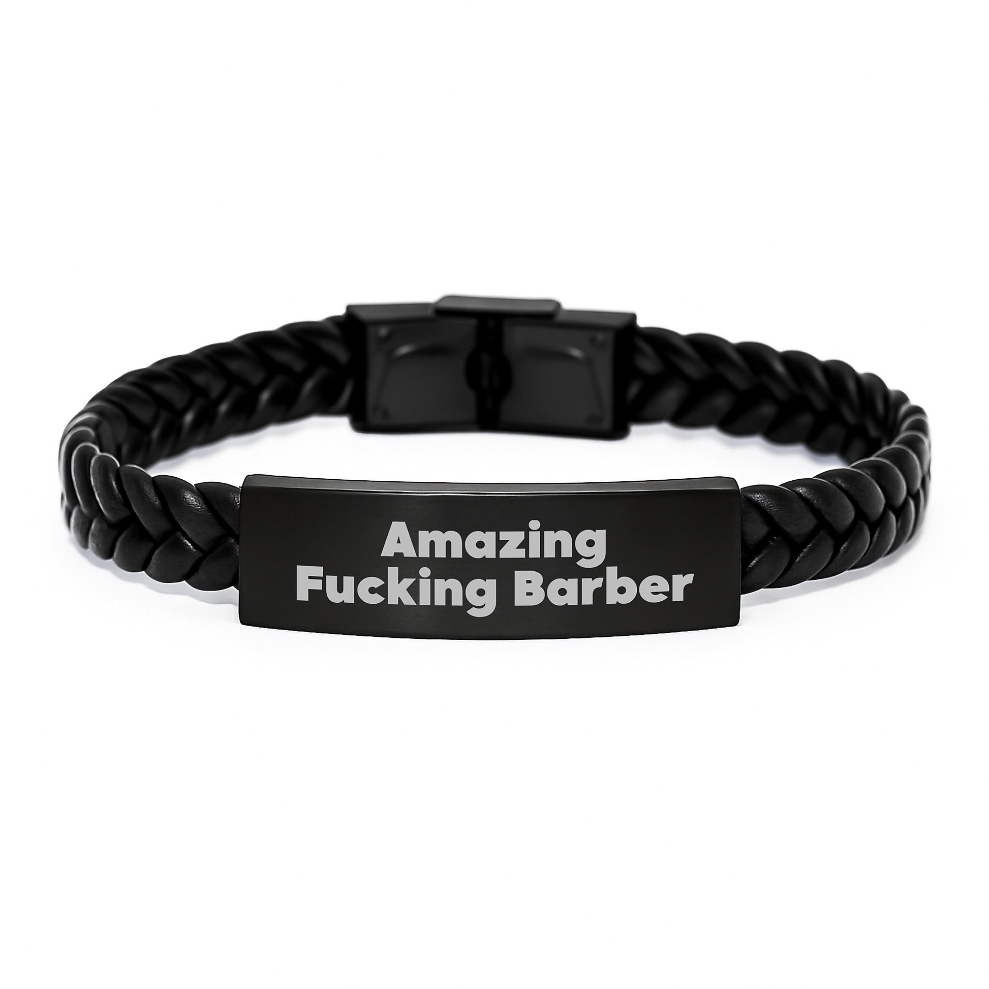 Funny Barber Gifts - Interlaced Leather Bracelet for Birthday, Gifts from Friends to Barber, 'Amazing' Quote - Image 1