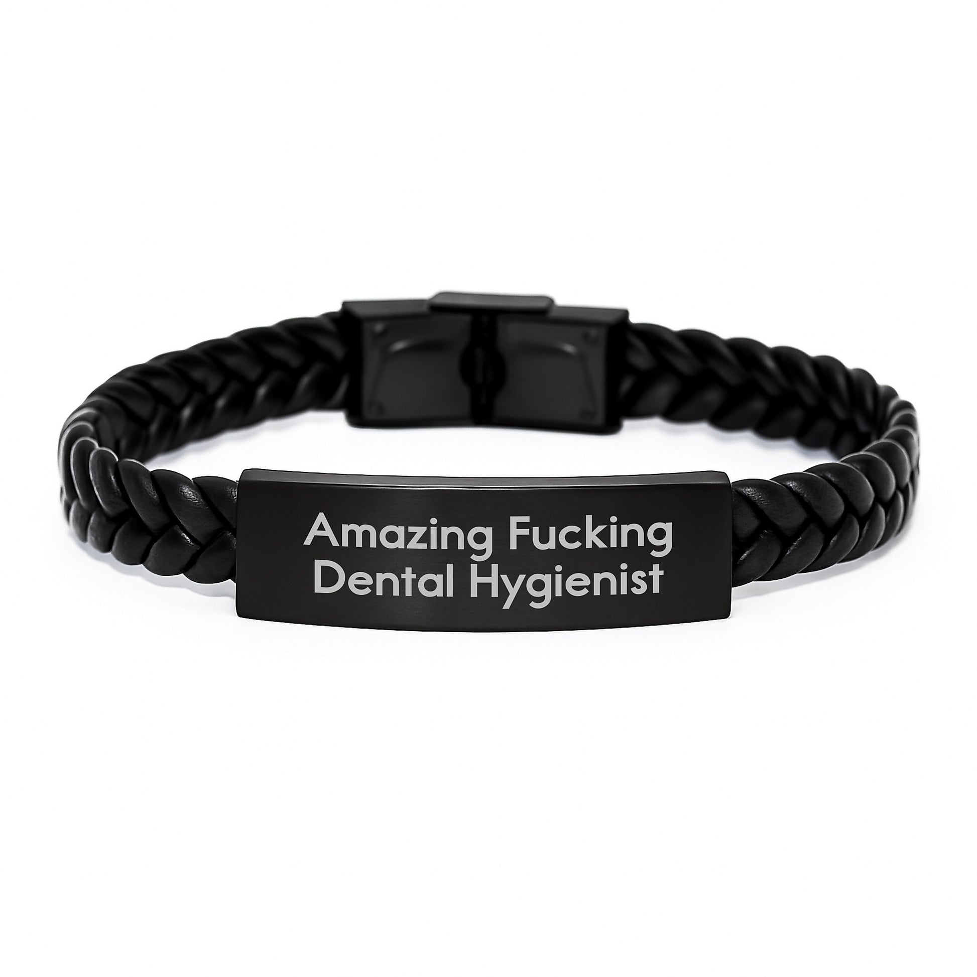 Funny Dental Hygienist Quote Interlaced Leather Bracelets for Men Gifts from Friends to Dental Hygienist on Birthday, Unique Gift Ideas - Image 1