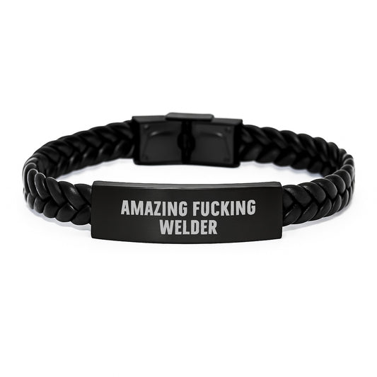 Funny Welder Gifts - Amazing Interlaced Leather Bracelet for Birthday - Gifts from Friends to Welder - Image 1