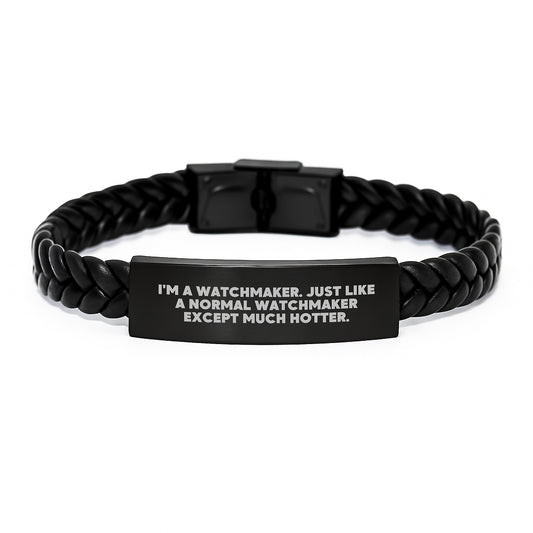 Funny Watchmaker Quote Interlaced Leather Bracelet, Unique Gifts from the Watchmaker, Ideal for Mom on Mother's Day - Image 1
